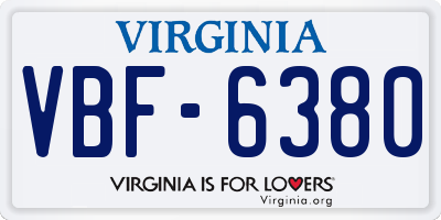 VA license plate VBF6380