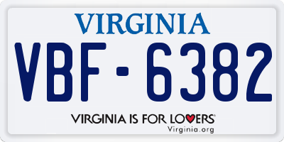 VA license plate VBF6382