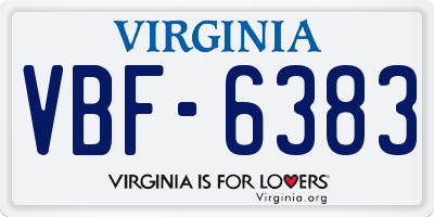 VA license plate VBF6383