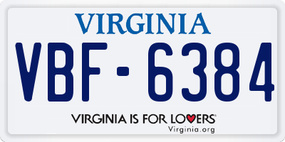 VA license plate VBF6384