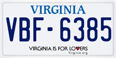 VA license plate VBF6385
