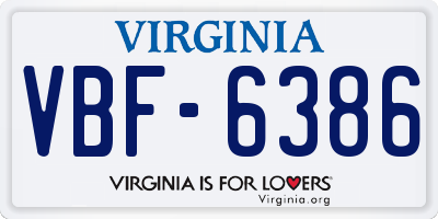 VA license plate VBF6386