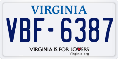 VA license plate VBF6387