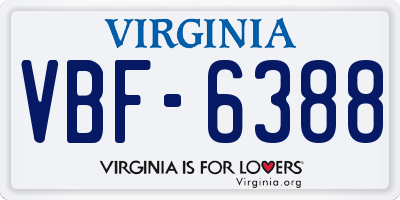 VA license plate VBF6388