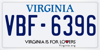 VA license plate VBF6396