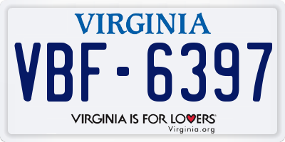 VA license plate VBF6397