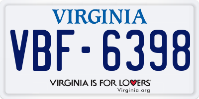 VA license plate VBF6398