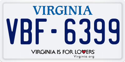 VA license plate VBF6399