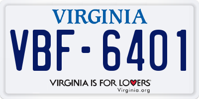 VA license plate VBF6401