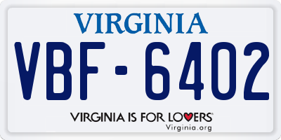 VA license plate VBF6402