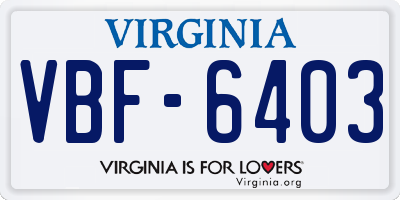 VA license plate VBF6403