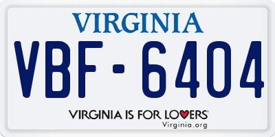 VA license plate VBF6404