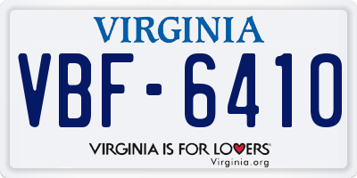 VA license plate VBF6410