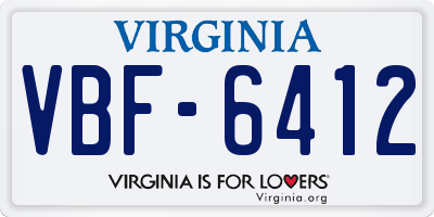 VA license plate VBF6412