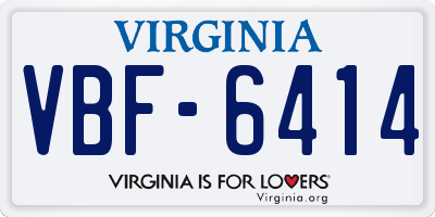 VA license plate VBF6414