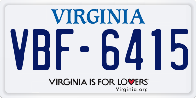 VA license plate VBF6415