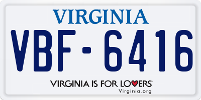 VA license plate VBF6416