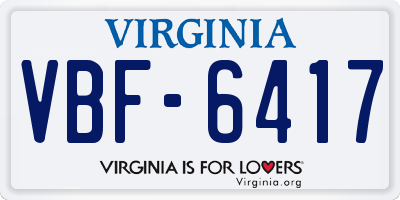 VA license plate VBF6417