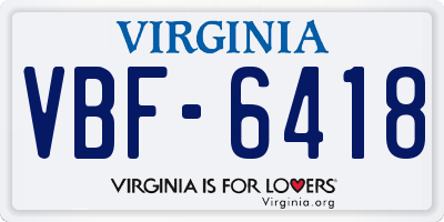 VA license plate VBF6418