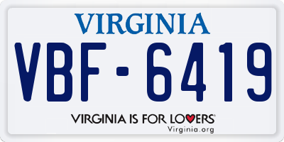 VA license plate VBF6419