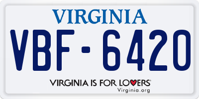 VA license plate VBF6420