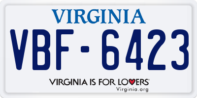 VA license plate VBF6423