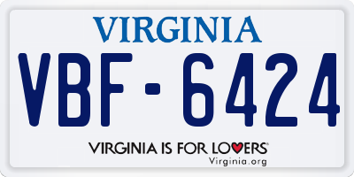 VA license plate VBF6424