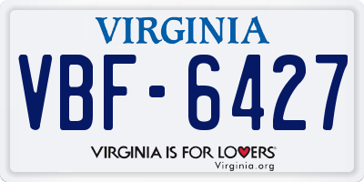 VA license plate VBF6427