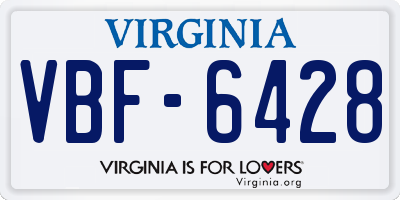 VA license plate VBF6428