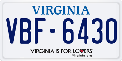 VA license plate VBF6430