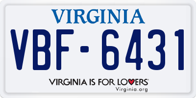 VA license plate VBF6431