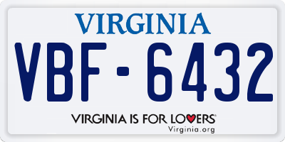 VA license plate VBF6432