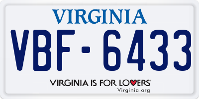 VA license plate VBF6433