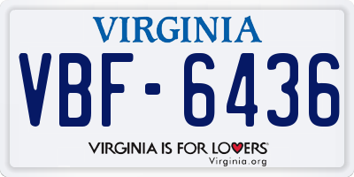 VA license plate VBF6436