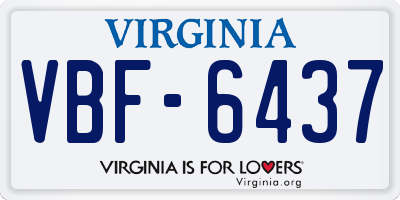 VA license plate VBF6437