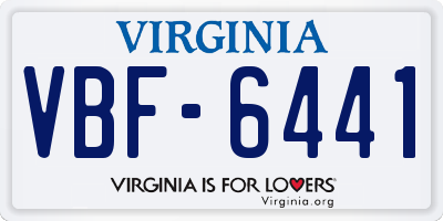 VA license plate VBF6441