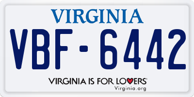 VA license plate VBF6442