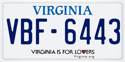 VA license plate VBF6443