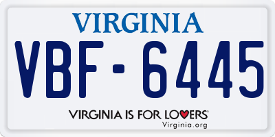 VA license plate VBF6445