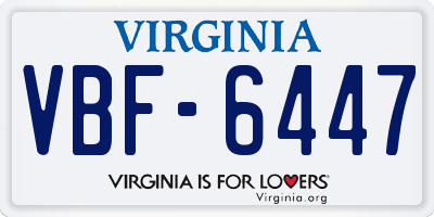 VA license plate VBF6447
