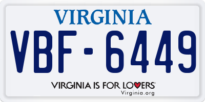 VA license plate VBF6449