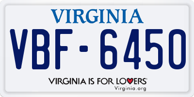 VA license plate VBF6450