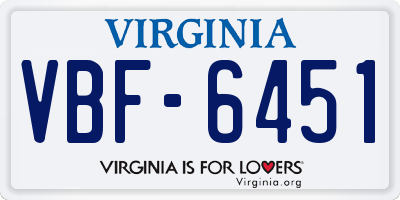 VA license plate VBF6451