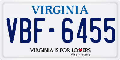 VA license plate VBF6455