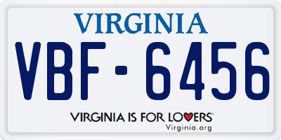 VA license plate VBF6456