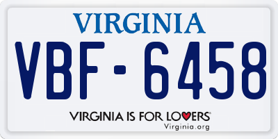 VA license plate VBF6458