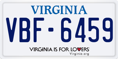 VA license plate VBF6459