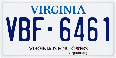 VA license plate VBF6461
