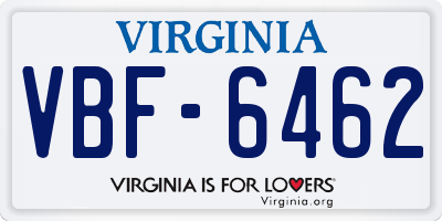 VA license plate VBF6462