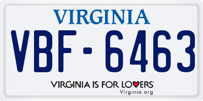 VA license plate VBF6463